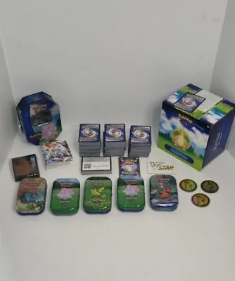 $52.50 • Buy Huge 500 + Card Lot Of Pokemon Trading Cards Binder Deck Holder Jumbo Coins Tins