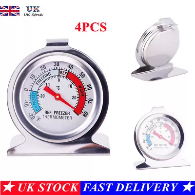 £7.79 • Buy 4 Pack Stainless Steel Fridge Freezer Traditional Dial Thermometer Kitchen Craft