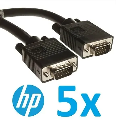 Lot Of 5x Genuine HP 1.8m 15 Pin VGA Monitor Cable Black 924318-001 D-Sub Male • £6