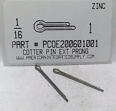 1/16x1  Cotter Pin Extended Prong Steel Zinc Plated (100) • $9.25