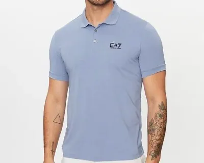 EA7 Emporio Armani Men’s Core Identity Stretch Cotton Polo Shirt Blue • £49