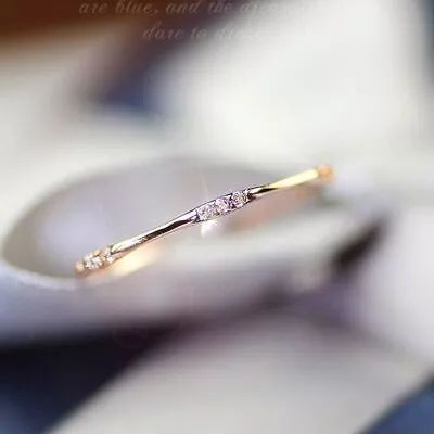 Luxury Thin Midi Ring Ladies Minimalist Finger Rings Wedding Band Womens Jewelry • $12.89