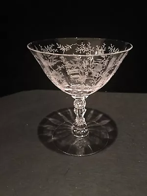 FOSTORIA Chintz Etched 6 Oz Ftd Sherbet Champagne Martini Stem  • $8