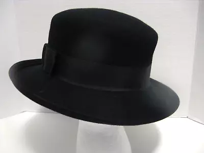 Betmar Street Smart Wool Felt Hat Wide Brim USA Womens Vintage Black Fedora • $14.95