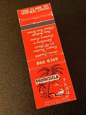 Vintage Canada Matchbook: “Peninsula” Montreal • $8.46
