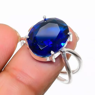 Blue Tanzanite Gemstone Handmade 925 Sterling Silver Jewelry Ring Size 8 (US) • $9.99