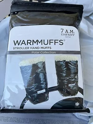 7AM Enfant Warmmuffs Stroller Handlebar Hand Muffs Black Polar Plush NIP • $29.99