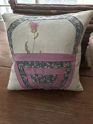 Primitive Stitchery Spring Basket Patchwork Small Pillow OAK Spring Ornie • $10.95