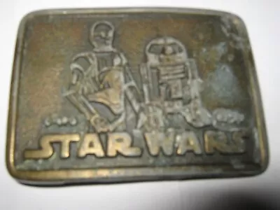 Star Wars Vintage 1977 C-3PO And R2-D2 Solid Brass Belt Buckle Rare • $19.95