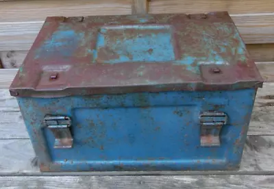 Vintage Original Reclaimed Blue 1955 Military Army Metal Ammunition Trunk Box* • $56.83