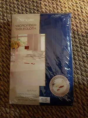 ENCORE MICROFIBER TABLECLOTH 60 X 102 Blue - NEW - SPILL PROOF WIPES CLEAN • $14.99