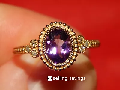 14K YELLOW GOLD JUDITH RIPKA 1.00tcw DIAMOND & AMETHYST BYZANTINE ESTRUSCAN RING • $395