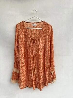 $49.99 • Buy ☘️ ARNHEM Orange Floral And Lace Boho Shirt Blouse Tee Top M 12