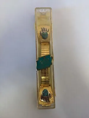 NOS Kriesler Flex-on Western Watch Wear Turquoise Bear Claw Bracelet 5/8  16mm • $75