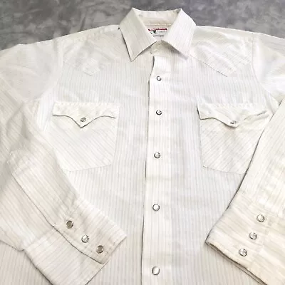 Vtg 80s Tem Tex S Pearl Snap Western Rockabilly Shirt Striped Pocket USA • $18.98