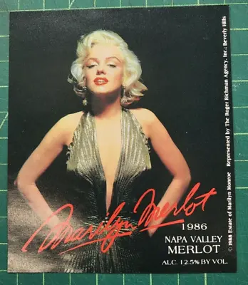 Marilyn Merlot 1986 Napa Valley Merlot Unused Label Marilyn Monroe • $149.95