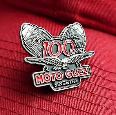 Moto Guzzi BIG Pin Badge Silvered Engine V Twin Motorcycle Fast Delivery • $12