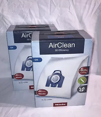 2- Original Miele GN AirClean 3D OEM Vacuum Dust Bag 4 X 2 Filter Each Sealed. • $31.99