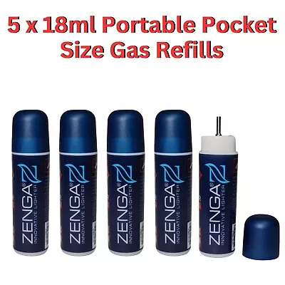 5 ZENGAZ 18ml Pocket Size Quality Universal Gas Lighter Butane Fuel Fluid Refill • £7.99