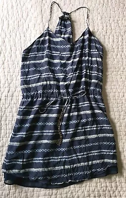 Vix Paula Hermanny Blue Striped Swim Coverup Sun Dress W Adjustable Waist MEDIUM • $14.80