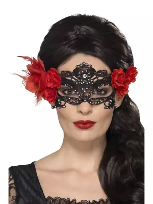 Day Of The Dead Lace Eyemask Halloween Party Fancy Dress Costume Accessory • $16.45