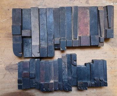 £30 • Buy Vintage Wooden Printing Blocks Letterpress Punctuation, Assorted Sizes