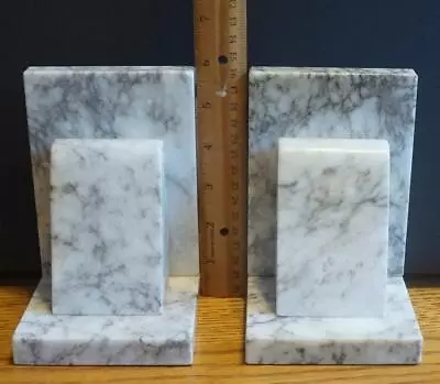 Marble Gray White Bookends MCM Italy • $40.99