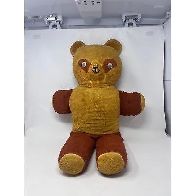 1950's Vintage Teddy Bear Plush Brown And Golden 28  Tall Googly Eyes • $27.99