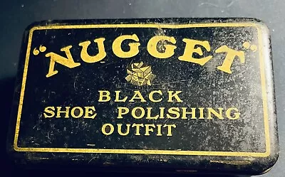 Vintage Nugget Black Shoe Polish Outfit Tin Two Brushes & Small Tin & Cloth • $50