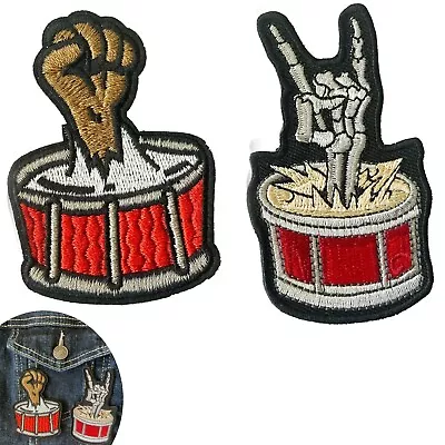 Punched Drum Iron On Patch Rhythm Music Beat Hand Rock Fist Song Iron-on Patches • $6.95