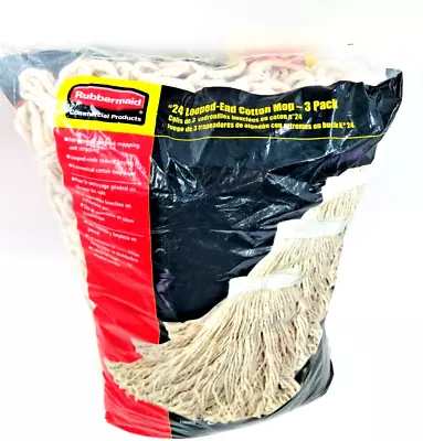 3-Pack Rubbermaid Commercial #24 Large Cotton Looped Ends Mop Heads Refills USA • $24.99