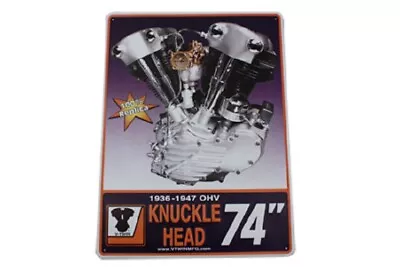 V-Twin Harley Knucklehead Engine Tin Sign Plaque Motor Metal Plaque 48-0470 • $51.54