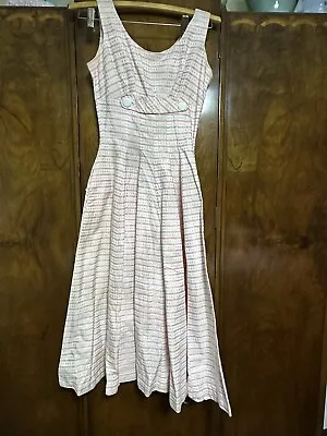 Vintage 1960s Pink White Striped Cotton Dress Size Extra Small Handmade • $15