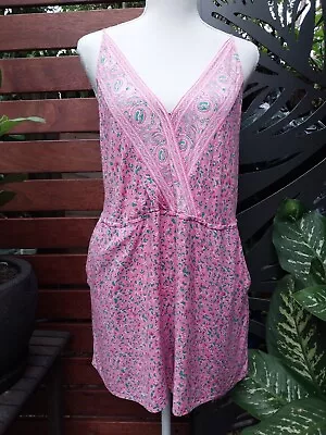 Tigerlily Playsuit Pink Floral Size 14 Pockets Strappy Sleeveless • $19