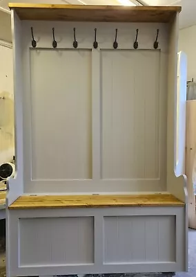 £430 • Buy 3ft High Back Solid Pine Hall Stand Coat Shoe Storage