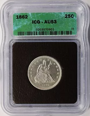 1862 Seated Liberty Silver Half Dollar 50c ICG AU53 Civil War Date • $249.99