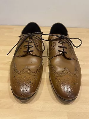 Men's M&S Collection Leather Brogue Shoes - Brown- UK SIZE 7. • £18.49