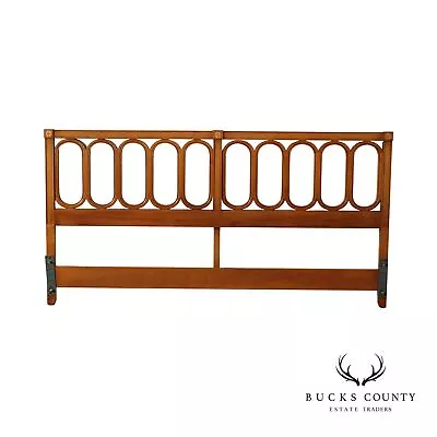 Regency Style Mid Century King Size Fruitwood Headboard • $895