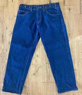 Prison Blues 34x31 Carpenter Denim Jeans Suspender Buttons USA Made • $19.99