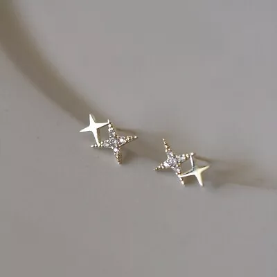 £29 • Buy 9ct Gold Diamond Cluster Stud Earrings , Solid 9K Gold