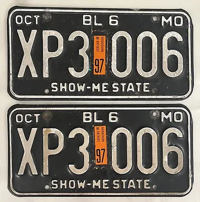 1997 Missouri Truck License Plate Matched Pair / Set XP3-006 Black / White • $39.99