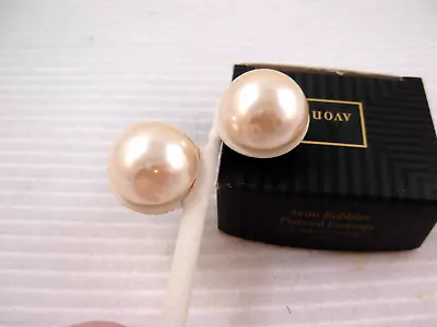 Avon BUBBLES Pierced Earrings 1993 NIB NOS Cream BOOK PIECE • $4