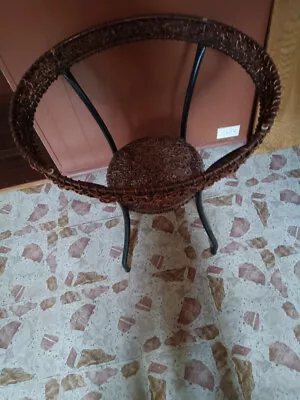 $55 • Buy Fortunoff-Metal & Wicker Round Glass Top Table 36 