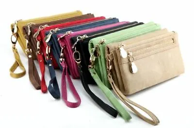 Lady Large Zipped Leather Strap Wallet Phone Case Cardholders Purse Long Clutch  • £9.49