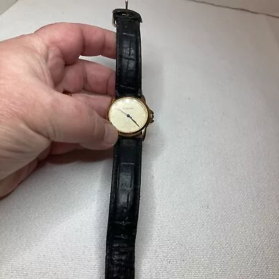 Vintage Tourneau Working Black Leather Goldtone Pegasus Working Watch • $10