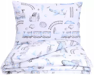 £9.99 • Buy Baby 2pc Bedding Set Fit Cradle/Moses Basket/Pushchair 70x80cm  Retro Locomotive