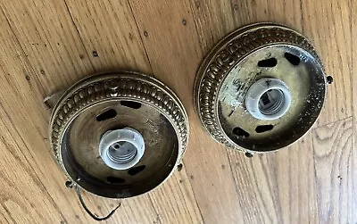 Pair Vtg Retro Hollywood Regency Flush 4  Fitter Light Fixtures • $23.50