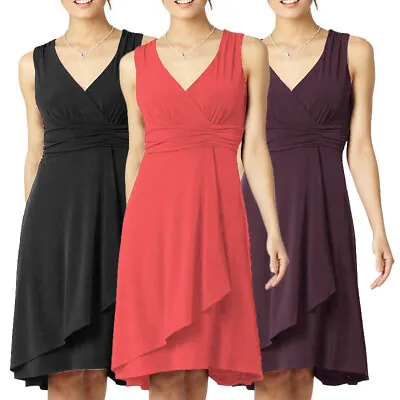 $49.95 • Buy Elegant Mid Length V-Neck Sleeveless Jersey Cocktail Party Day Dress Co4266