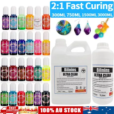 Epoxy Resin 2:1 Ultra Clear AB Liquid Craft Crystal Coating 24 Color Pigment Kit • $26.99