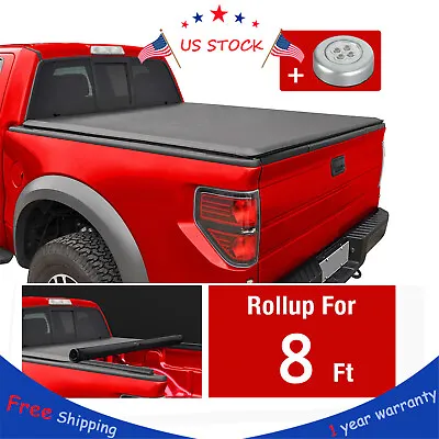 8Ft Long Bed Soft Roll-Up Tonneau Cover For 99-16 F250/F350 Super Duty Fleetside • $158.99